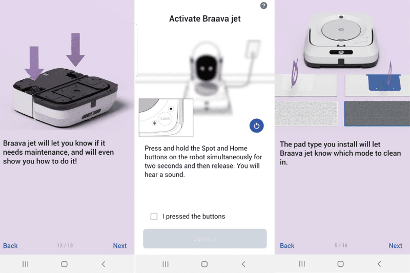 Nützliche Tipps für die Verwendung des Braava jet m6 werden in der App dargestellt
